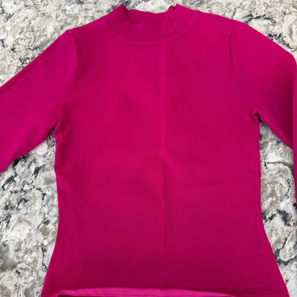 Babaton Aritzia Astrid Sculpt Knit Mock Neck Long Sleeve Granita Pink SZ Medium - Picture 3 of 7